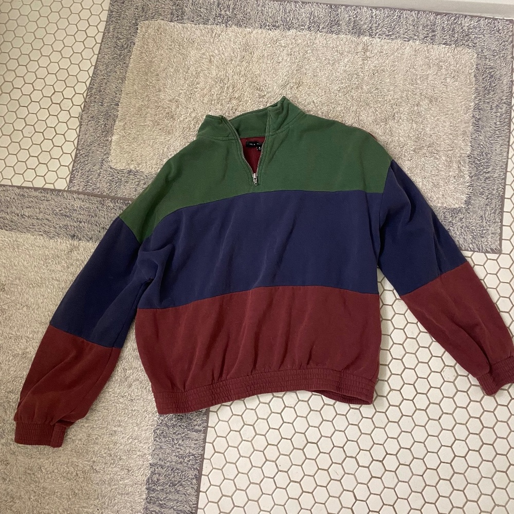 Block color quarter zip sweatshirt
